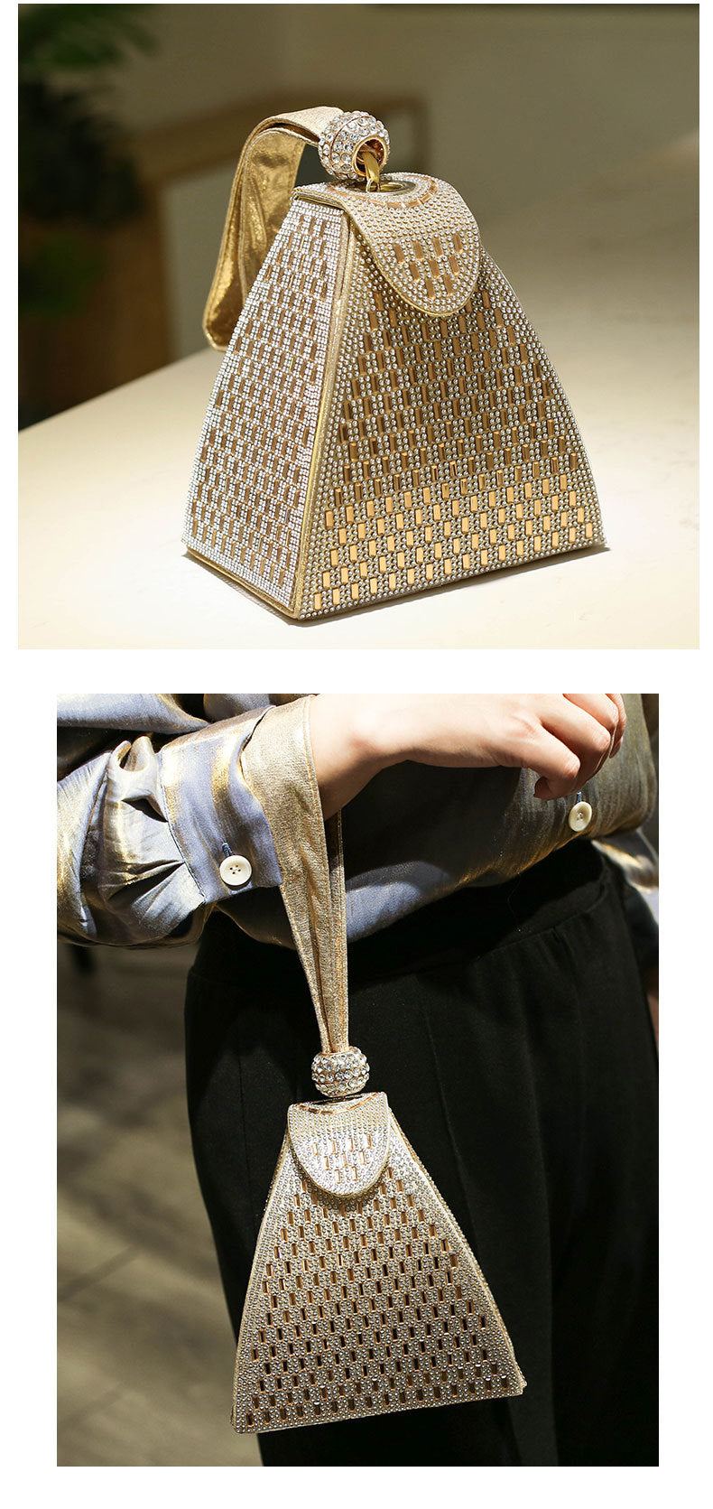 Crystal Geometric Evening Clutch Bag