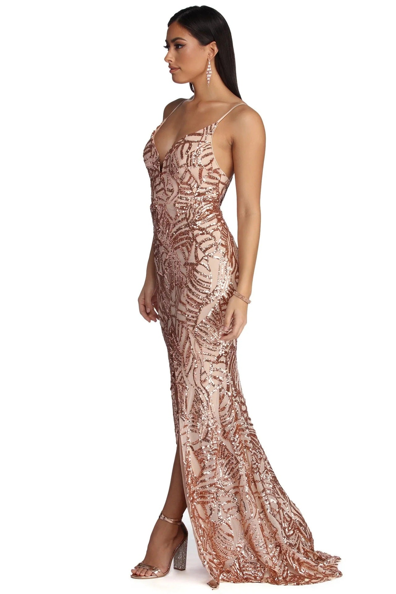 Rose Gold Sequin Mermaid Gown