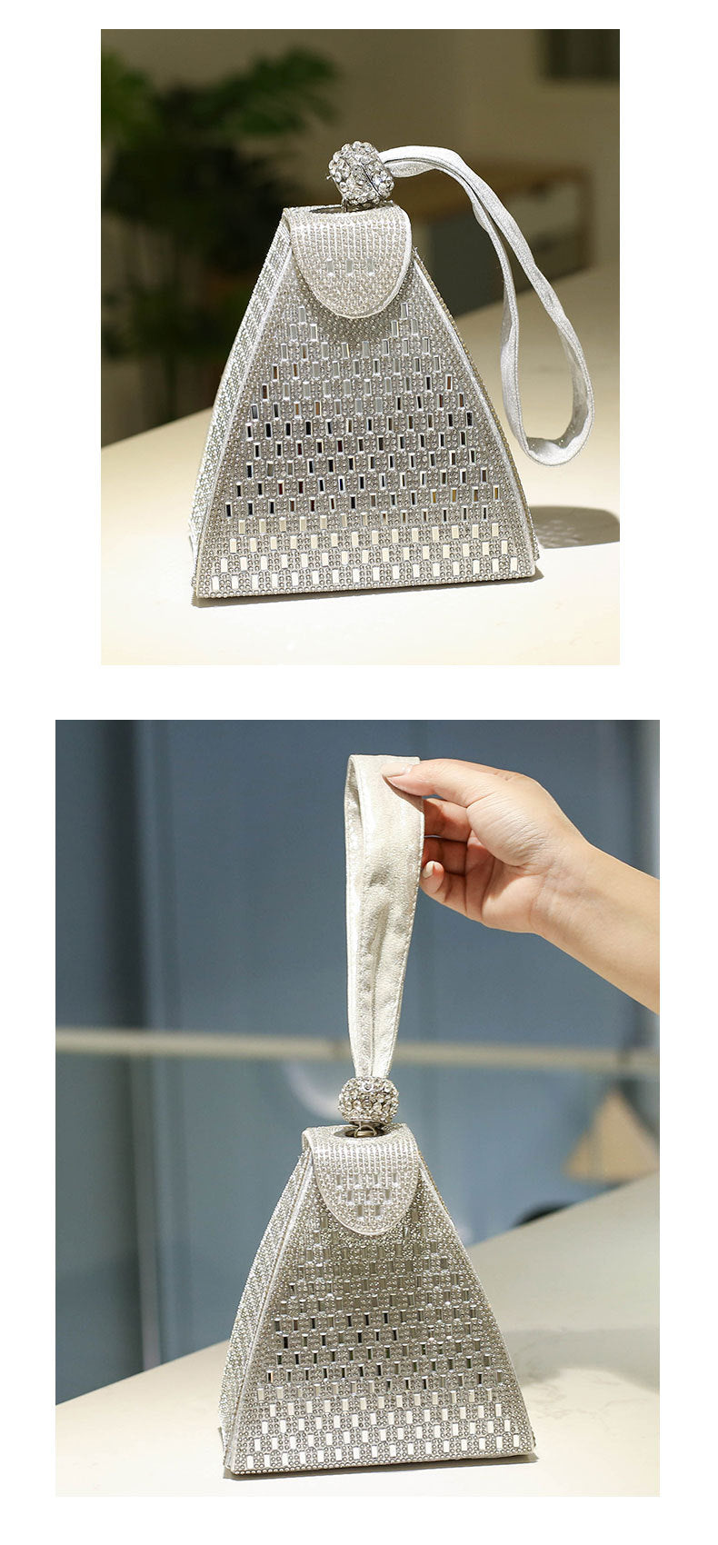 Crystal Geometric Evening Clutch Bag