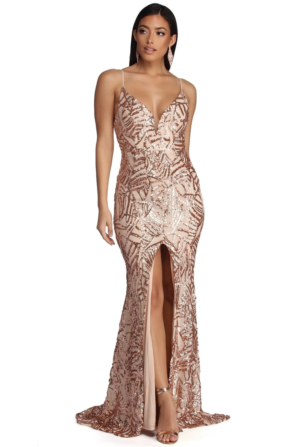 Rose Gold Sequin Mermaid Gown
