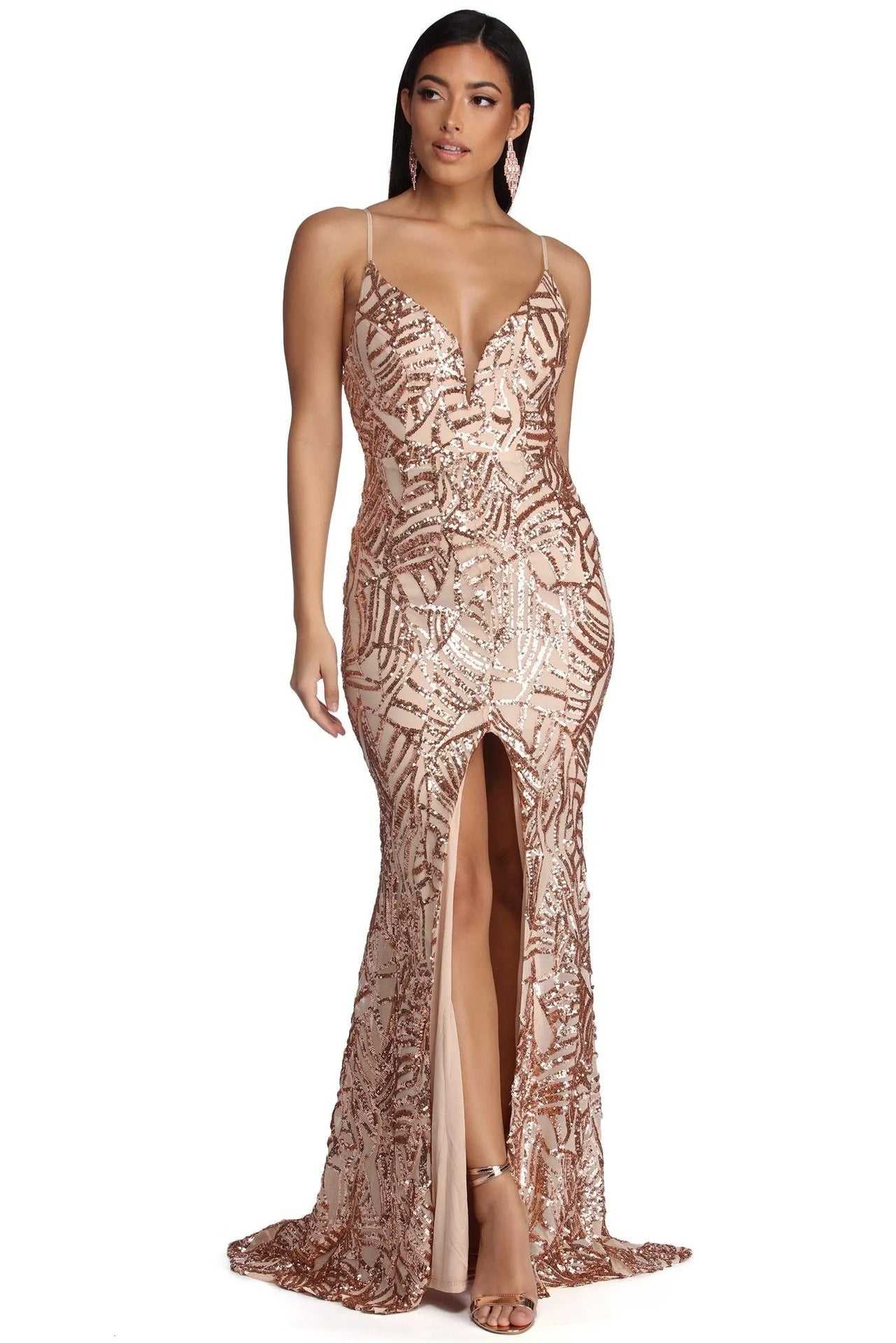 Rose Gold Sequin Mermaid Gown