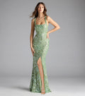 Floral Sequin Lace-Up Back Mermaid Gown