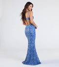 Open Back Mermaid Sequin Formal Dress