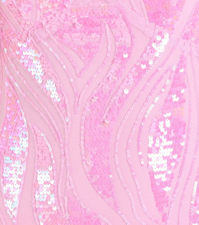 Pink Sequin Mermaid Evening Gown - Bubblegum Sparkle Spaghetti Strap Prom Dress