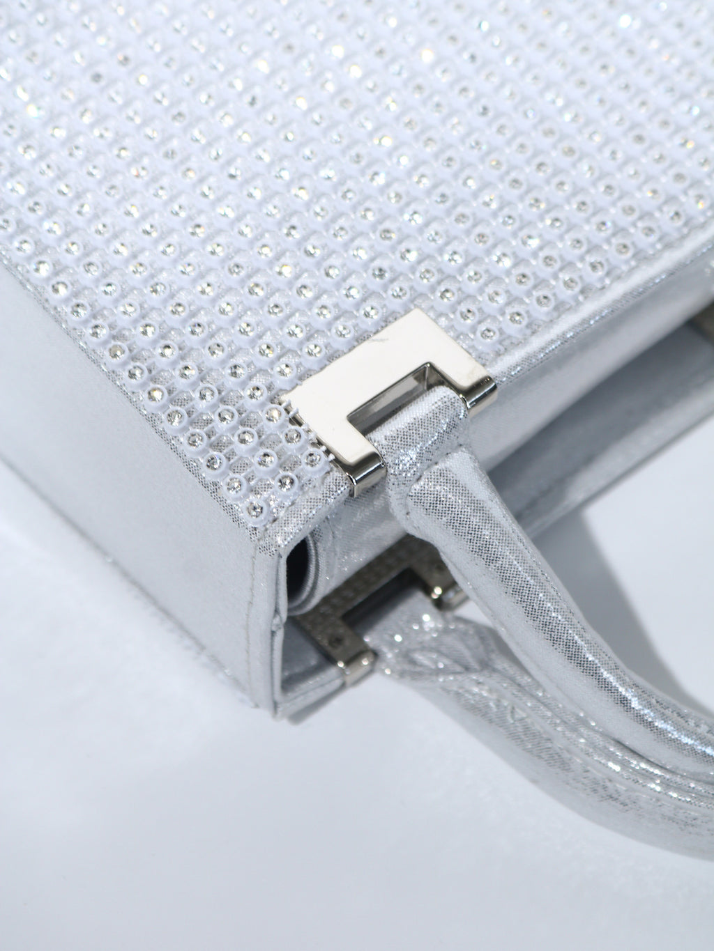 Ava Crystal Mini Tote Bag - Silver Rhinestone Evening Bag